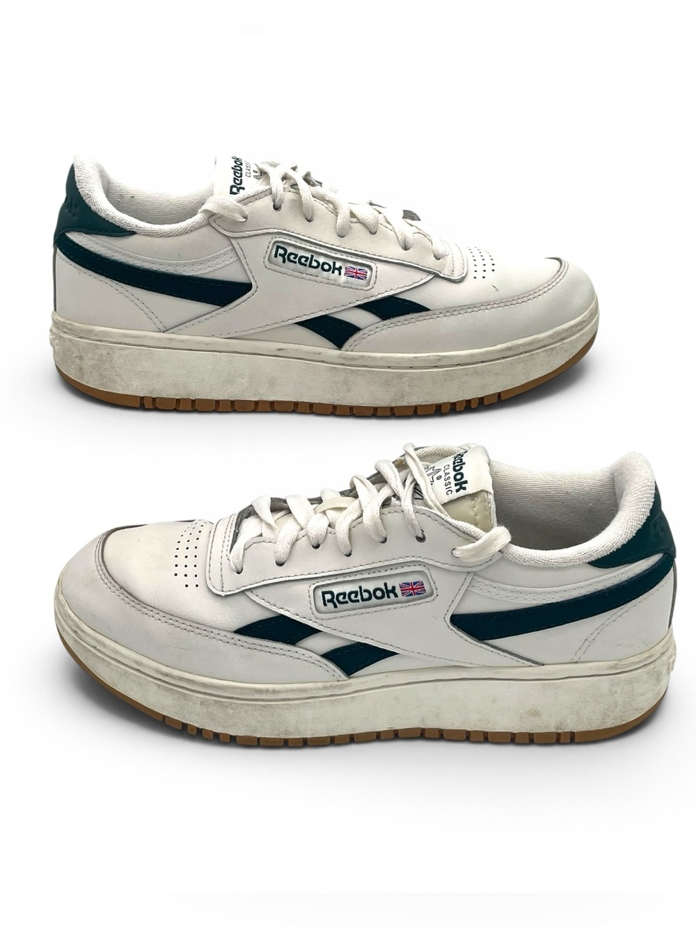 Reebok Club C White Green Sneakers Women Size 8.5 Retro Gum Sole - Picture 2 of 10